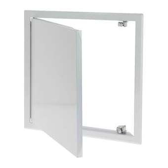Trappe de visite à poussoir en tôle d'acier zingué blanc laqué 30 x 30 cm|Bizline-BIZ400301