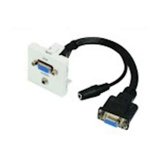 Plastron câblé 2 modules - VGA+Jack 3.5mm - obturateur LEGRAND - 45x45mm - 0m20|Erard-EAD902843