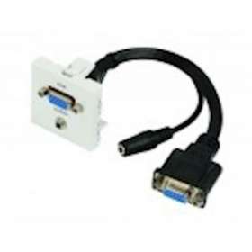 Plastron câblé 2 modules - VGA+Jack 3.5mm - obturateur LEGRAND - 45x45mm - 0m20|Erard-EAD902843