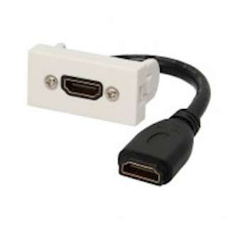 Plastron câblé 1 module - HDMI + raccord F - 4K/60ips - 2.0 - 45x22.5 mm - 0m10|Erard-EAD722832