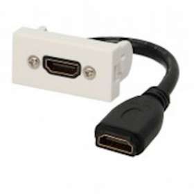 Plastron câblé 1 module - HDMI + raccord F - 4K/60ips - 2.0 - 45x22.5 mm - 0m10|Erard-EAD722832