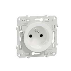 Odace prise de courant 2P+T blanc, à vis, 4 connexions rapides par pôle|Schneider Electric-SCHS520049