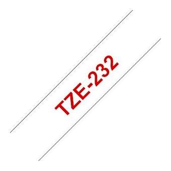 Ruban TZe232, 12mm Red sur fond Blanc, Laminé, 8M|Brother france-BRTTZE232