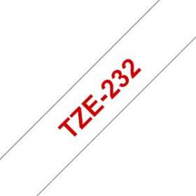 Ruban TZe232, 12mm Red sur fond Blanc, Laminé, 8M|Brother france-BRTTZE232