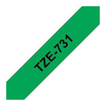 Ruban TZe731, 12mm Noir sur fond Vert, Laminé, 8M|Brother france-BRTTZE731