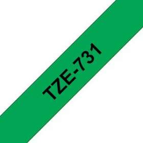 Ruban TZe731, 12mm Noir sur fond Vert, Laminé, 8M|Brother france-BRTTZE731