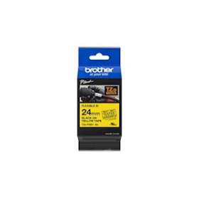 Ruban TZeFX651, 24mm Noir sur fond Jaune, Laminé flexible, 8M|Brother france-BRTTZEFX651