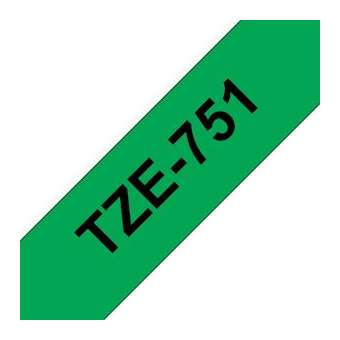 Ruban TZe751, 24mm Noir sur fond Vert, Laminé, 8M|Brother france-BRTTZE751