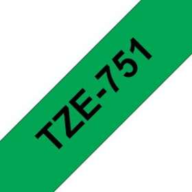 Ruban TZe751, 24mm Noir sur fond Vert, Laminé, 8M|Brother france-BRTTZE751