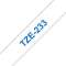 Ruban TZe233, 12mm Bleu sur fond Blanc, Laminé, 8M