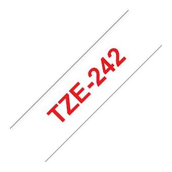 Ruban TZe242, 18mm Red sur fond Blanc, Laminé, 8M|Brother france-BRTTZE242