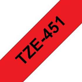 Ruban TZe451, 24mm Noir sur fond Rouge, Laminé, 8M|Brother france-BRTTZE451