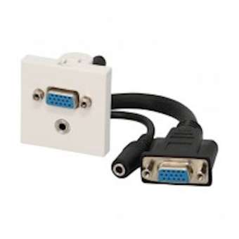 Plastron câblé 2 modules - VGA + Jack 3.5 mm + raccord F - 45x45 mm - 0m20|Erard-EAD2803