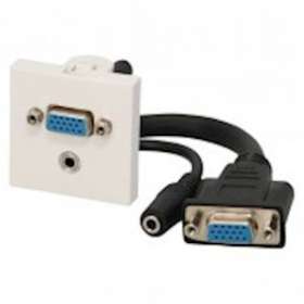 Plastron câblé 2 modules - VGA + Jack 3.5 mm + raccord F - 45x45 mm - 0m20|Erard-EAD2803