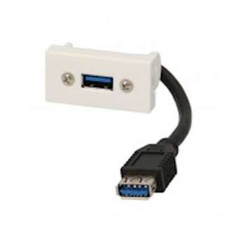 Plastron câblé 1 module - USB-A 3.2 + raccord F - 5 gbps - 45x22.5 mm - 0m10|Erard-EAD722834