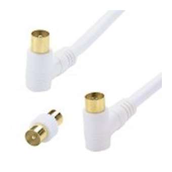 Cordon TV 9.52 mm M/F coudé à 90DEG + adaptateur TV 9.52 mm M/M - OR - 5m|Erard-EAD4501