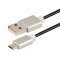 Cordon USB 2.0 - micro USB M / A M - 2.4A - 480 mbps - prises alu - noir - 1m