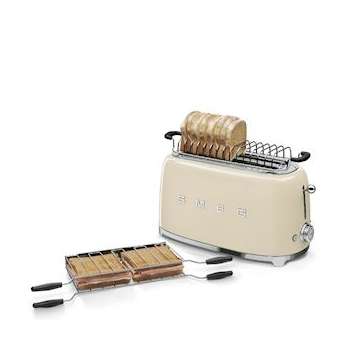 Grille-pain 4 tranches Années 50 - Structure en acier embouti|Smeg france-SMFTSF02CREU