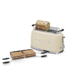 Grille-pain 4 tranches Années 50 - Structure en acier embouti|Smeg france-SMFTSF02CREU