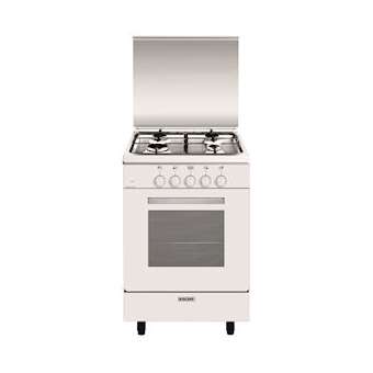 Gazinière 53 x 50 cm blanche/plan de cuisson inox - Alpha - Four tout gaz émail|Airlux-ALXGA551GWH