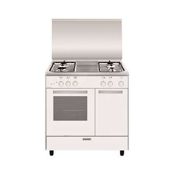 Butanette 80 x 50 cm blanche/plan de cuisson inox - Alpha - Four gaz émail lisse|Airlux-ALXGA85PMWH