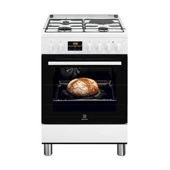 SurroundCook cuisiniere 60cm mixte 3 gaz + 1 électrique four pyrolyse blanc|Electrolux pose libre-ARTLKM648588W