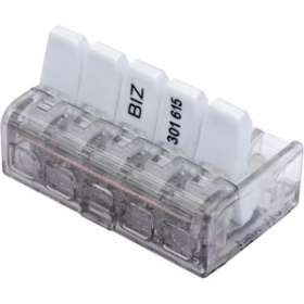 Borne de connexion à leviers 5 entrées Biz'Wing 4 0.2-4 mm² (x 25)|Bizline-BIZ301615