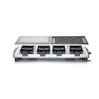 Gril raclette avec pierre de cuisson, 1500 W, thermostat réglable, 8 poêlons|Severin france-EVERG2373