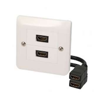 Prise murale 2 x HDMI A F + raccord F - 4K/60ips - 80x80 mm - 0m15|Erard-EAD2812