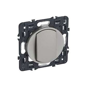 Poussoir inverseur Céliane 6A avec enjoliveur titane et support|Legrand-LEG067732