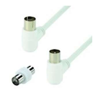 Cordon TV 9.52 mm M/F coudé à 90DEG + adaptateur TV 9.52 mm M/M - nickel - 2m|Erard-EAD4399