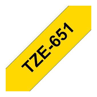 Ruban TZe651, 24mm Noir sur fond Jaune, Laminé, 8M|Brother france-BRTTZE651