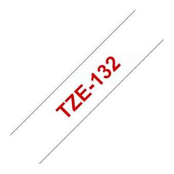 Ruban TZe132, 12mm Red sur fond Transparent, Laminé, 8M|Brother france-BRTTZE132