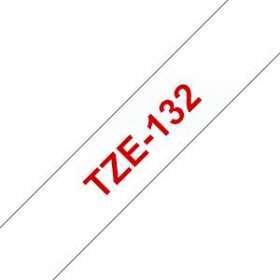 Ruban TZe132, 12mm Red sur fond Transparent, Laminé, 8M|Brother france-BRTTZE132