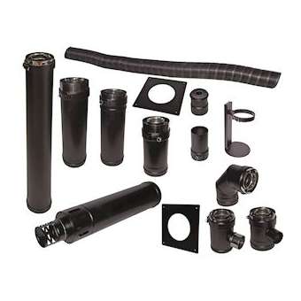 Kit ventouse horizontale noire PGI D 80/130 mm pour poêles à granulés de bois|De Dietrich-DDQ7607218