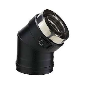 COUDE A 45DEG 80-130 PGI Couleur: NOIR GRA - RAL 9030 EC 45DEG80/130PGI|Poujoulat-PJT370807219030