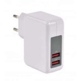 Chargeur 2 USB A F - sur secteur 230V - 5V/2.4A (Smart Charge)+1A - 17W - blanc|Erard-EAD728203