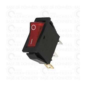 Interrupteur lumineux rouge 0/1 15A 3XFASTON|Diff-VLL150642