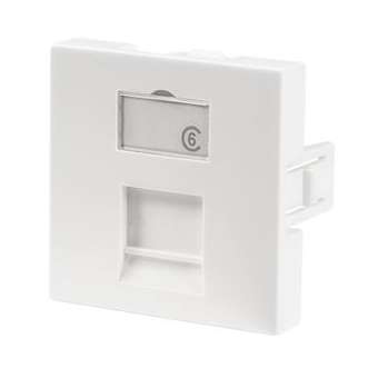 Plastron droit 45x45 1 port avec volet, blanc|Gigamedia-GGMPL45DS