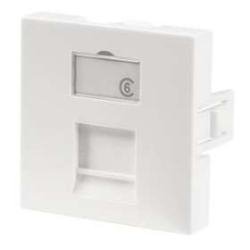 Plastron droit 45x45 1 port avec volet, blanc|Gigamedia-GGMPL45DS