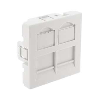 Plastron droit 45x45 2 ports avec volet, blanc|Gigamedia-GGMPL45DD