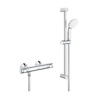 Mitigeur thermostatique douche 1/2' avec ensemble de douche Grohtherm 500 Chromé|Grohe-GO234808000