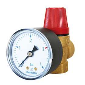 Soupape de Sureté CHAUFFAGE 1/2' ZM - NF 3 bar - avec Manomètre - Code Usine 313|Thermador-TMRS15ZM
