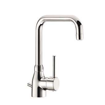 Mitigeur lavabo à bec orient. H.195 L.150, av tirette+vidage|Delabie-DL52506T1