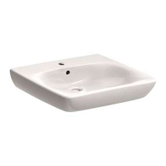 Lavabo Geberit Renova Comfort, adapté PMR, 55x55cm, avc trop-plein, Blc|Geberit-GBR258555000