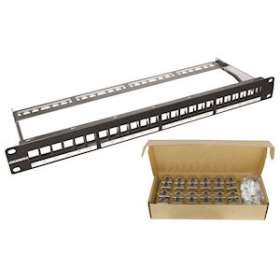 Panneau 19' équipé de 24 noyaux CAT6 blindés sans-outils|Gigamedia-GGMPANC6S24P