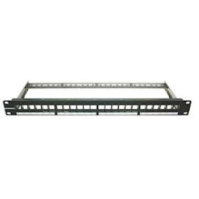 Panneau premium métal à équiper 24 ports 1U noir|Gigamedia-GGMPAN24VKP