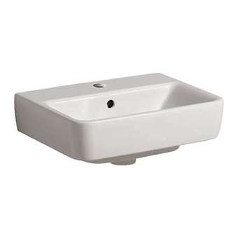 Lave-mains Geberit Renova Compact: 45x34cm, Trou rob. au centre, Blc|Geberit-GBR276145000