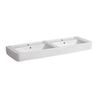 Lavabo double Geberit Renova Plan, 130x48cm, avc trop-plein, Blc|Geberit-GBR122130000