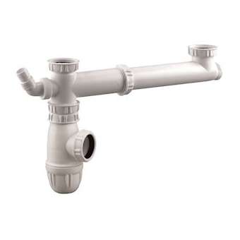 Tubulure évier 2 cuves, entraxe 160/360 mm, 1 prise, siphon réglable|Valentin-VA278020000100